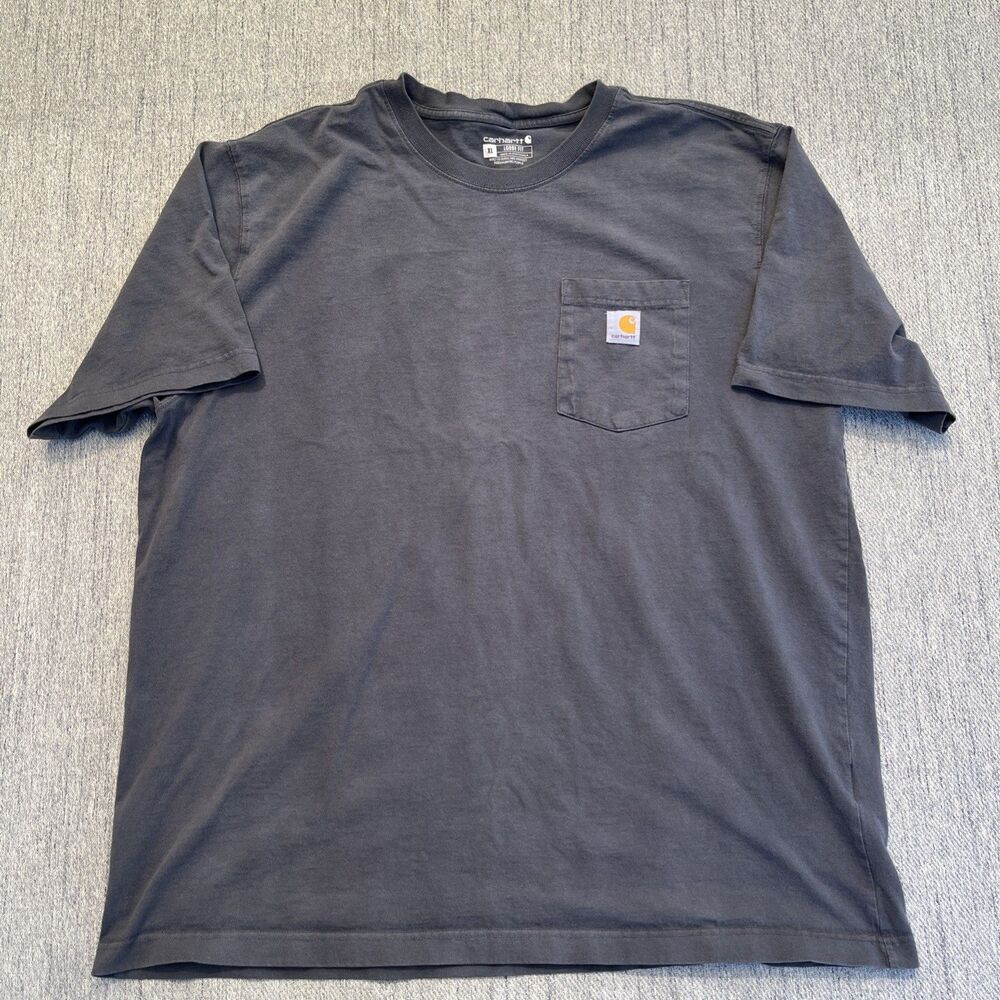 Carhartt Men's Pocket Logo T-Shirt XL Black Grey Loose Fit Short Sleeve Crew
